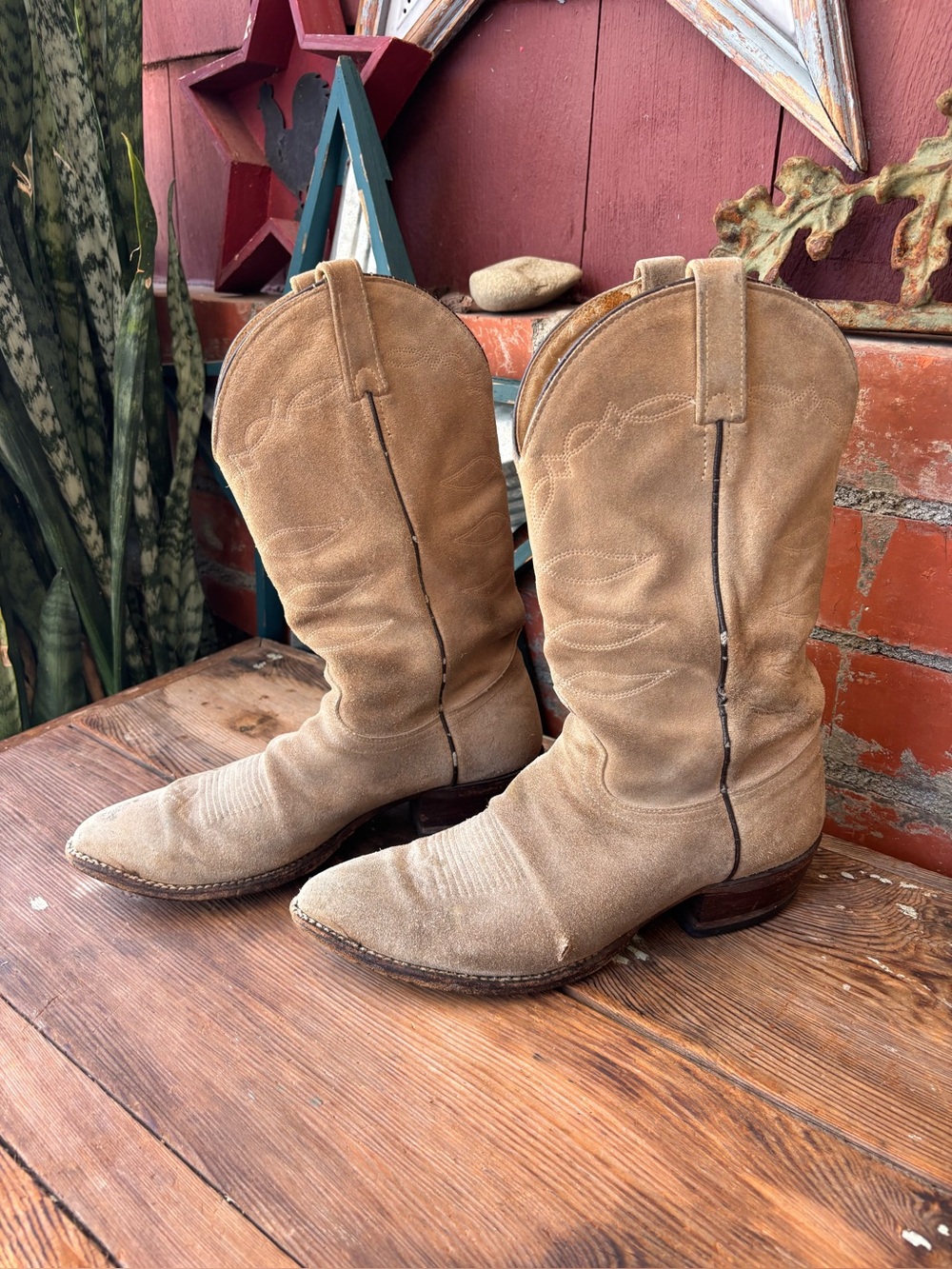 Vintage J. Chisholm Suede Cowboy Boots Grunge Men’s 8 D